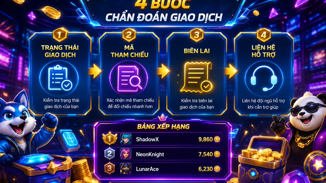 Sơ đồ kiểm tra nhanh khi giao dịch nạp tiền fun88 bị treo
